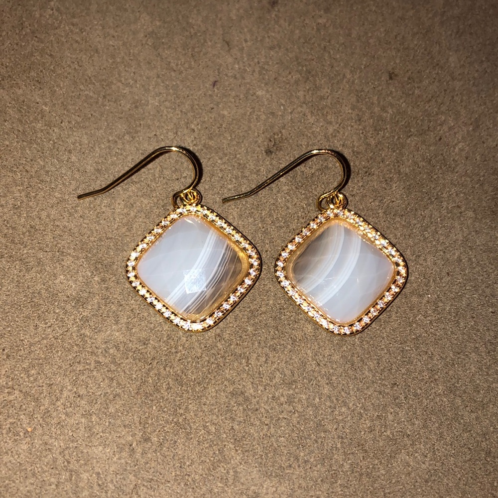 Marcia Moran drop earrings, faceted square stones